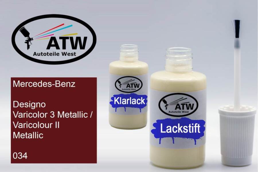 Mercedes-Benz, Designo Varicolor 3 Metallic / Varicolour II Metallic, 034: 20ml Lackstift + 20ml Klarlack - Set, von ATW Autoteile West.